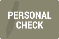 A personal check is shown on the side of a building.