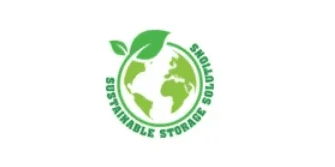 A green earth with leaves and the words sustainable storage solutions.