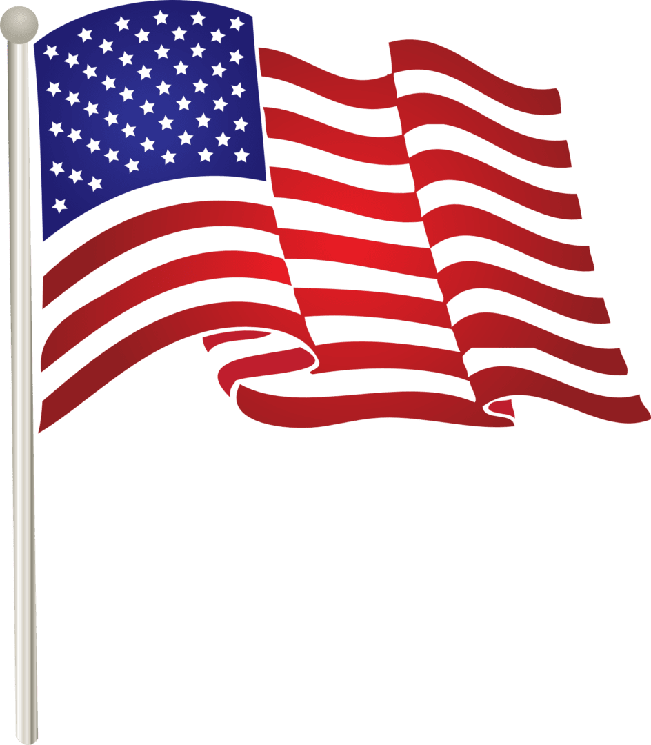 A flag with red and blue stripes on it.